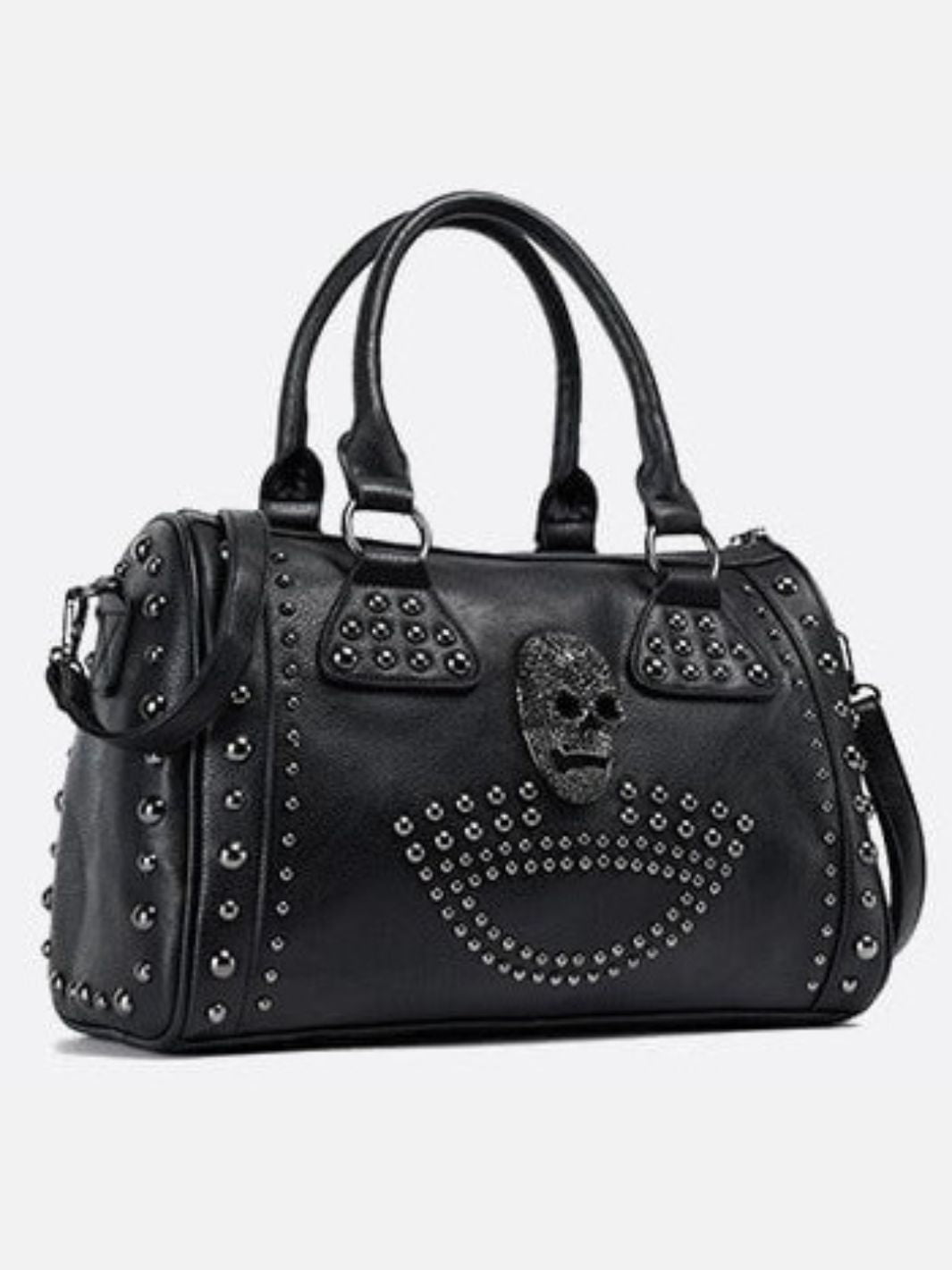Black Studded Vegan Bowling Bag
