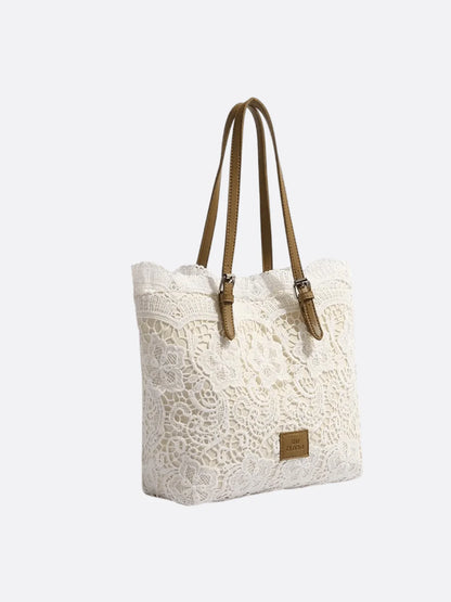 Lace Embroidered Cotton Tote Bag