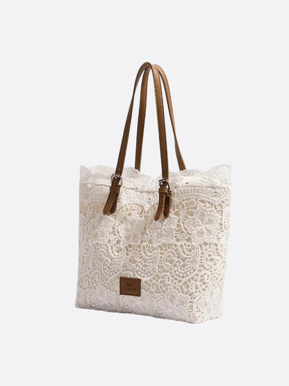 Lace Embroidered Cotton Tote Bag