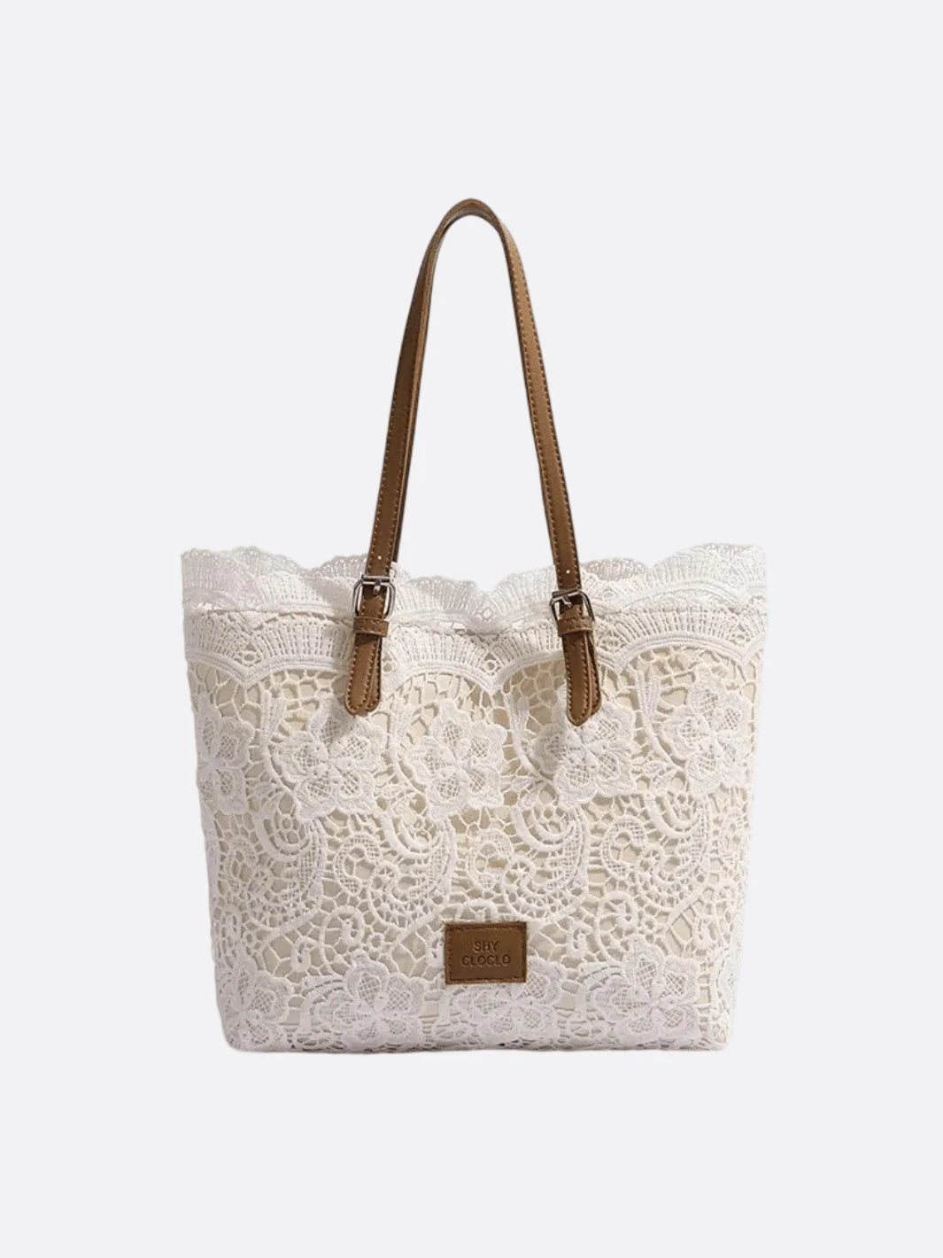 Lace Embroidered Cotton Tote Bag