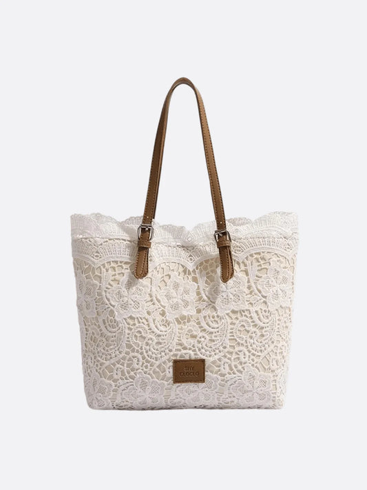 Lace Embroidered Cotton Tote Bag