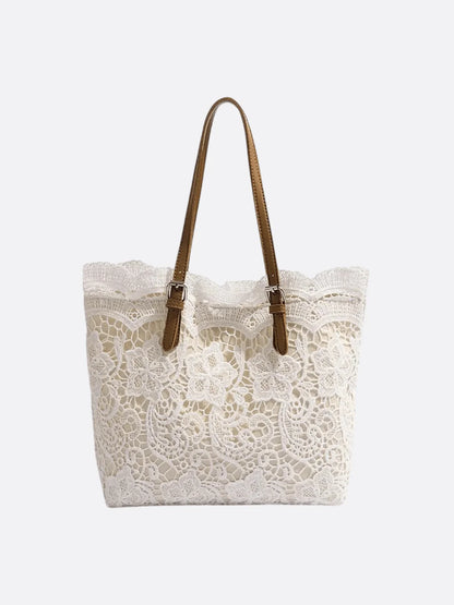 Lace Embroidered Cotton Tote Bag