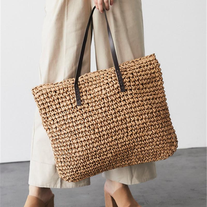 Large straw tote bag