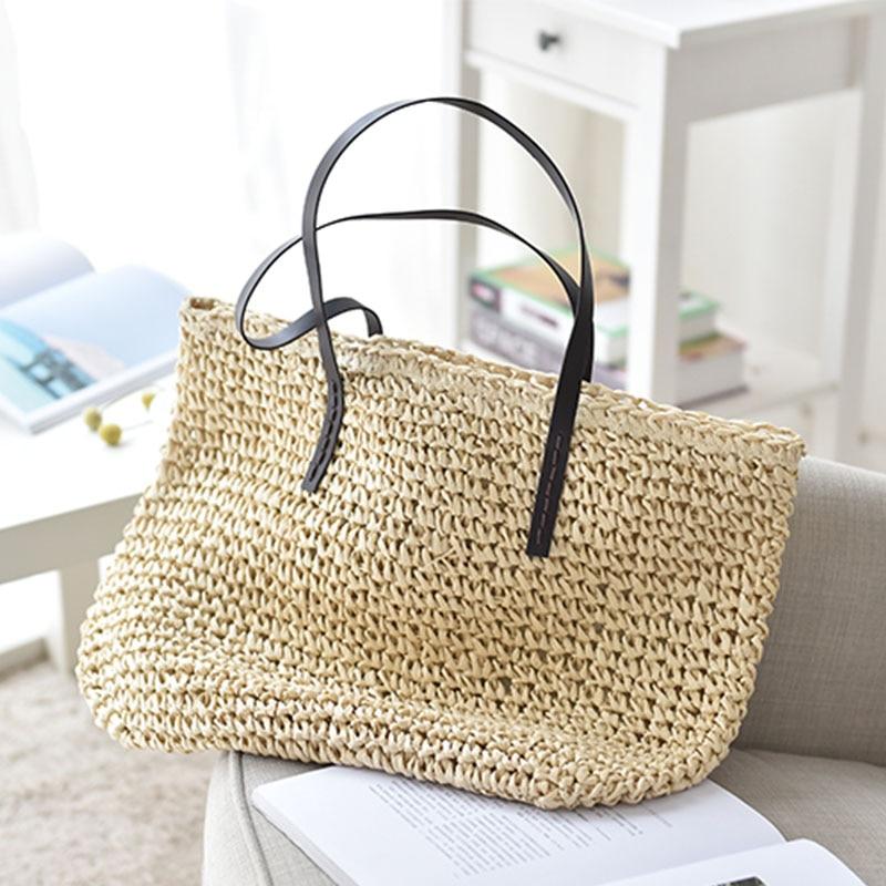 Large straw tote bag
