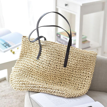 Large straw tote bag