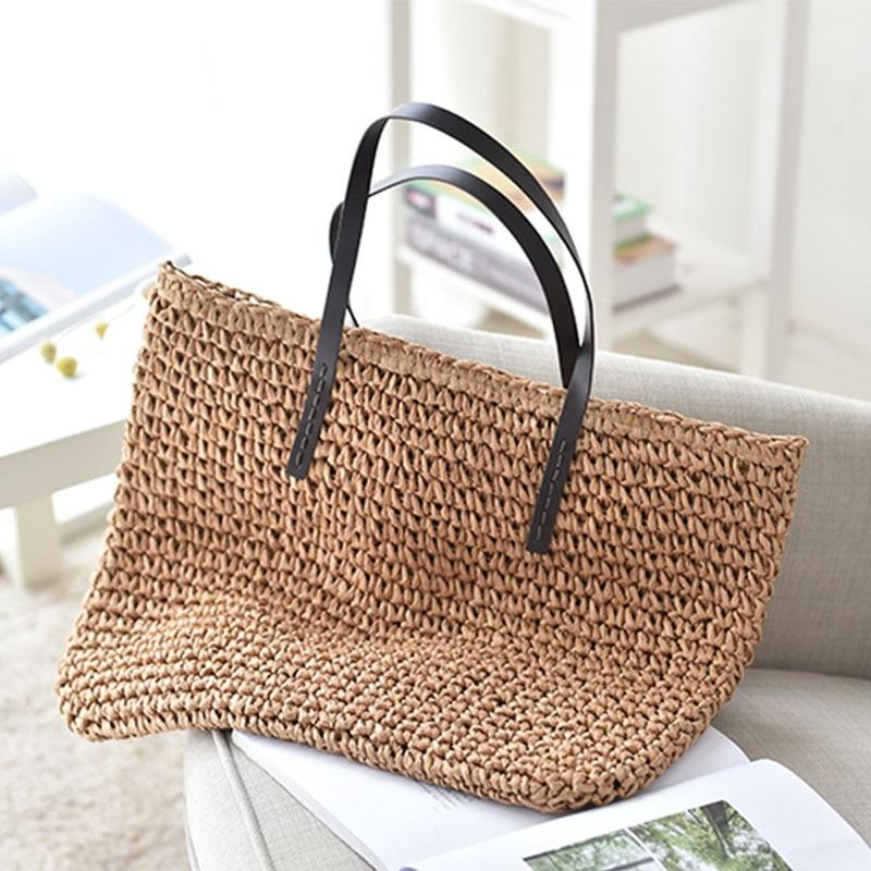 Large straw tote bag