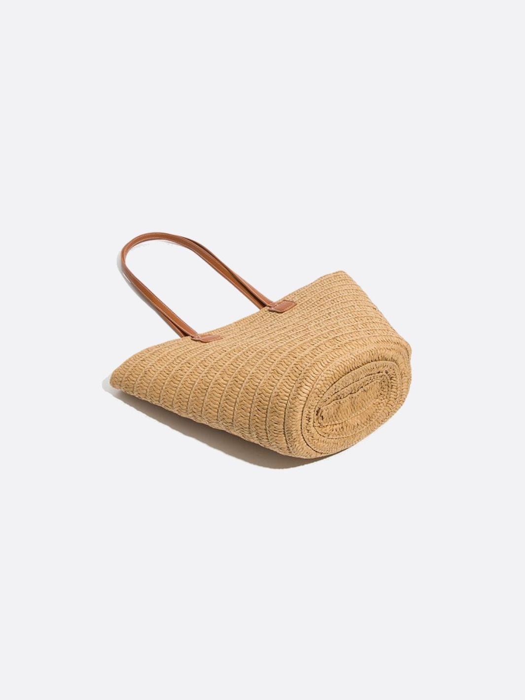 Straw and leather tote bag