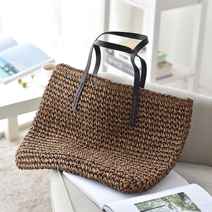 Large straw tote bag