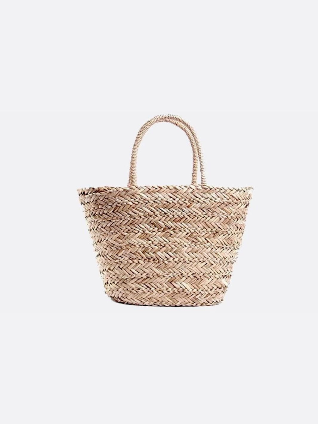 Wicker basket tote bag