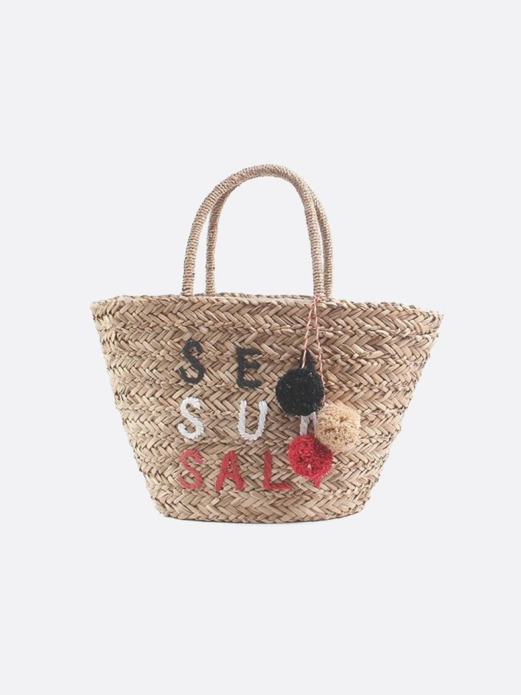 Wicker basket tote bag
