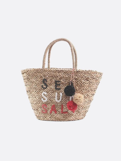 Wicker basket tote bag