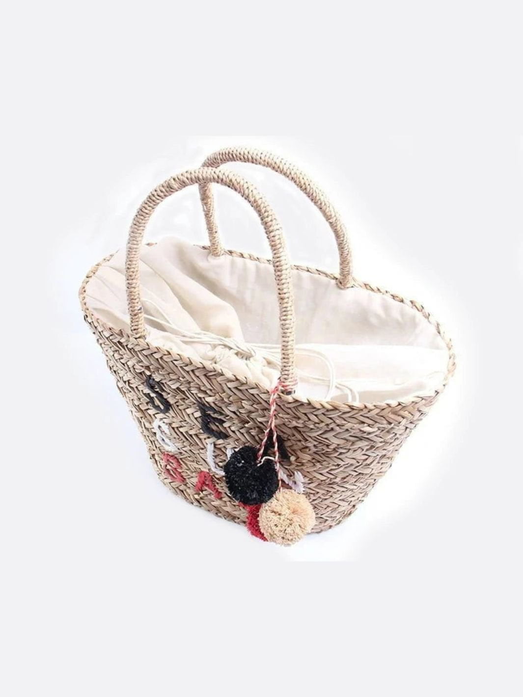 Wicker basket tote bag