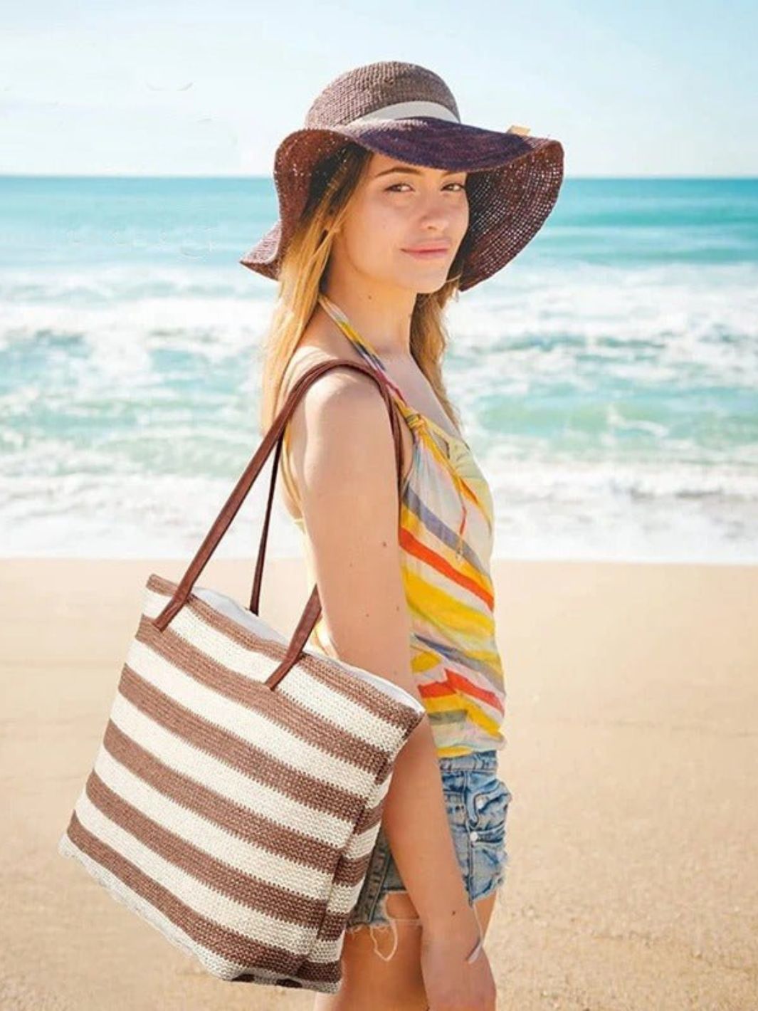 Striped tote bag