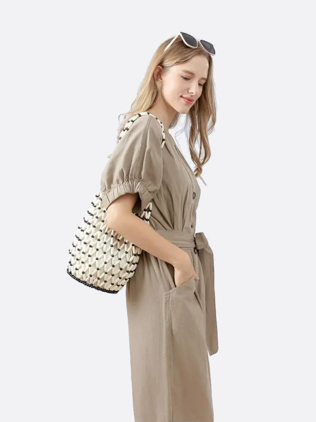 Wooden bead bag