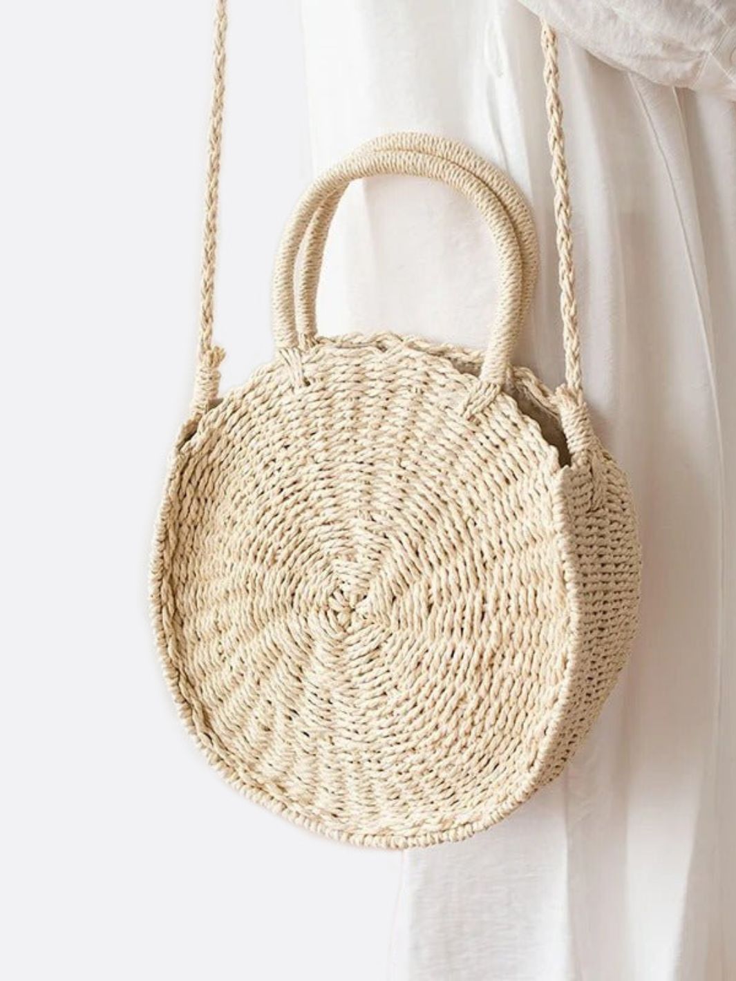 Straw Crossbody Round Bag