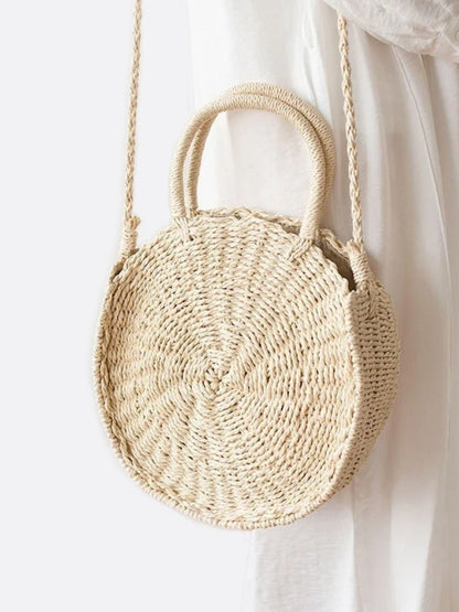 Straw Crossbody Round Bag