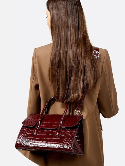 Crocodile-Effect Leather Bag