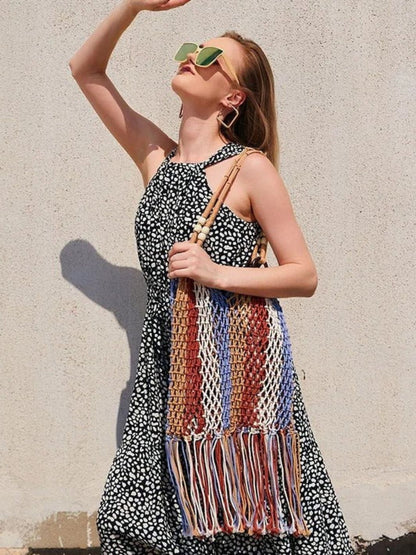 Mesh bag with stripes