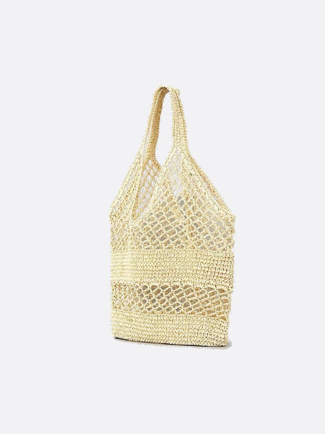 Lightweight Crochet & Straw Shoulder Tote