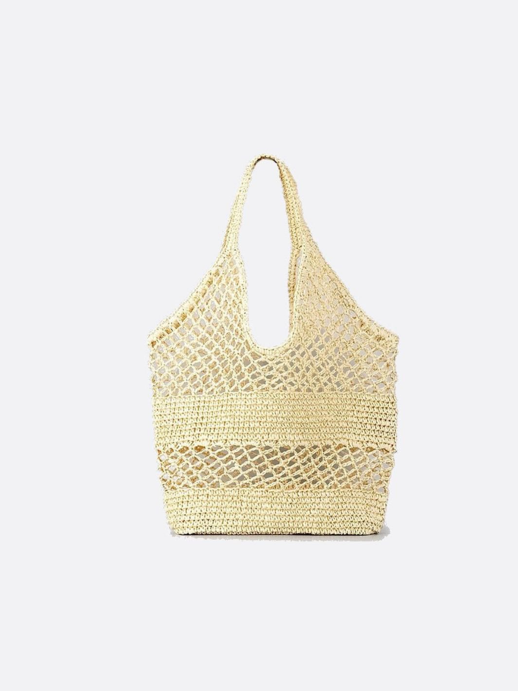 Lightweight Crochet & Straw Shoulder Tote