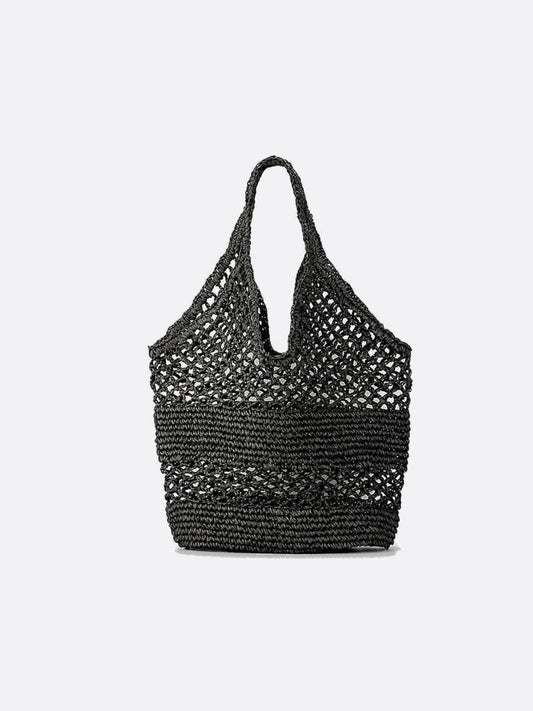 Lightweight Crochet & Straw Shoulder Tote