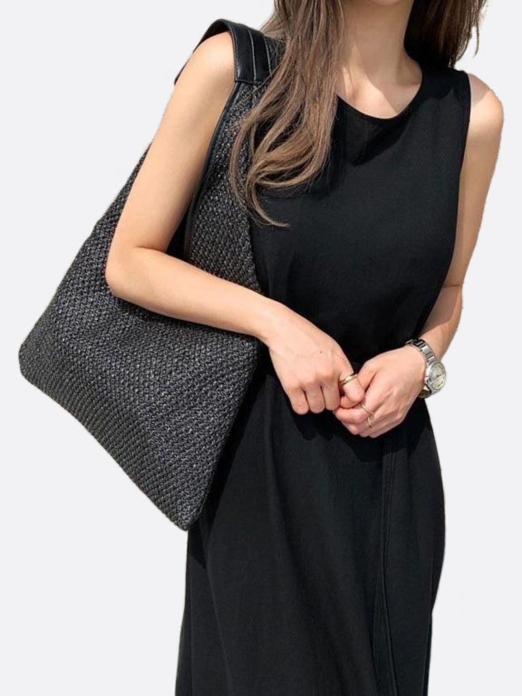 Soft Raffia Shoulder Tote Bag