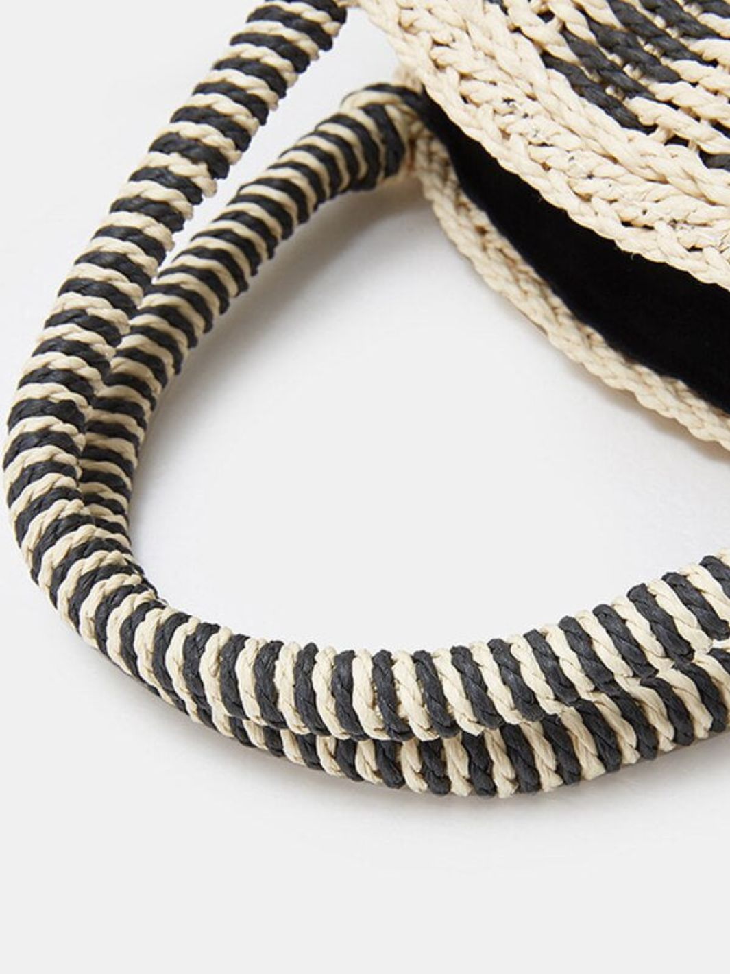 Black and White Round Crossbody Straw Bag