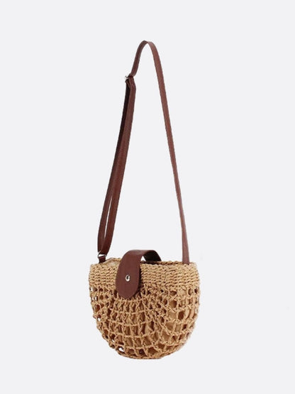Half-moon straw bag