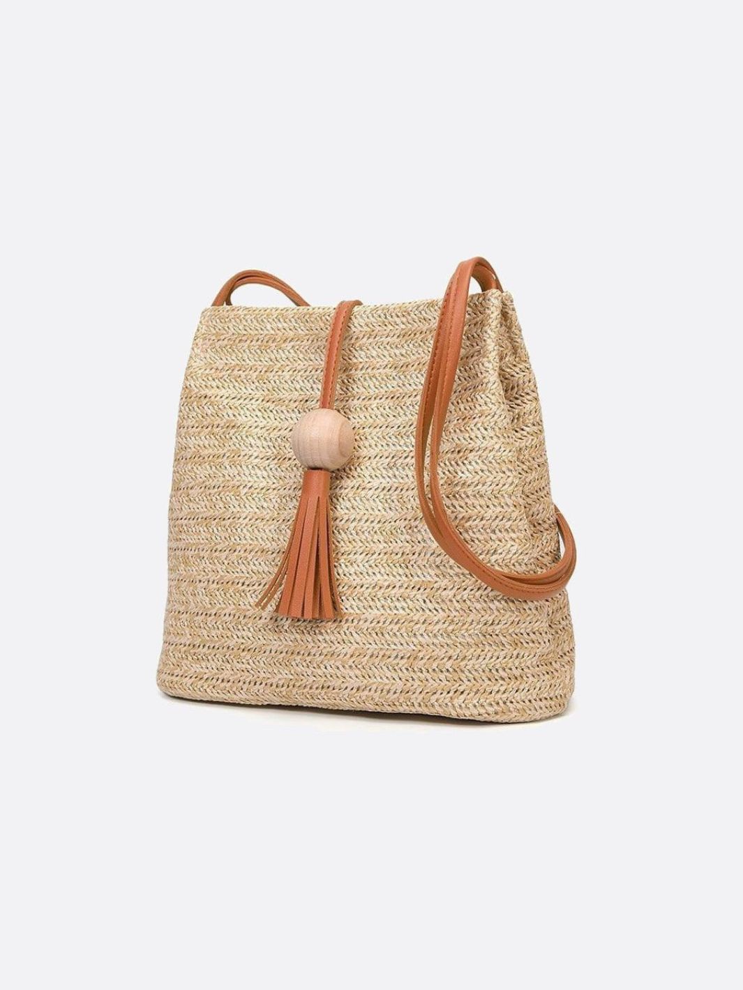 Straw and leather bag