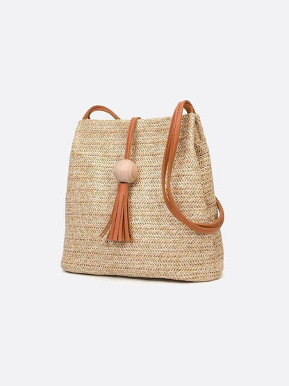 Straw and leather bag