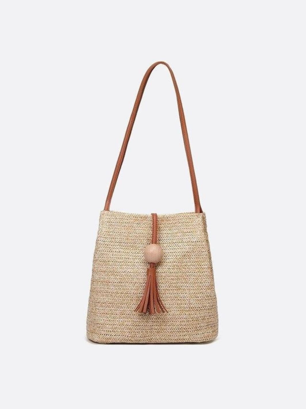 Straw and leather bag