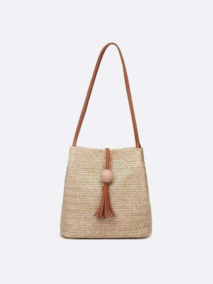 Straw and leather bag