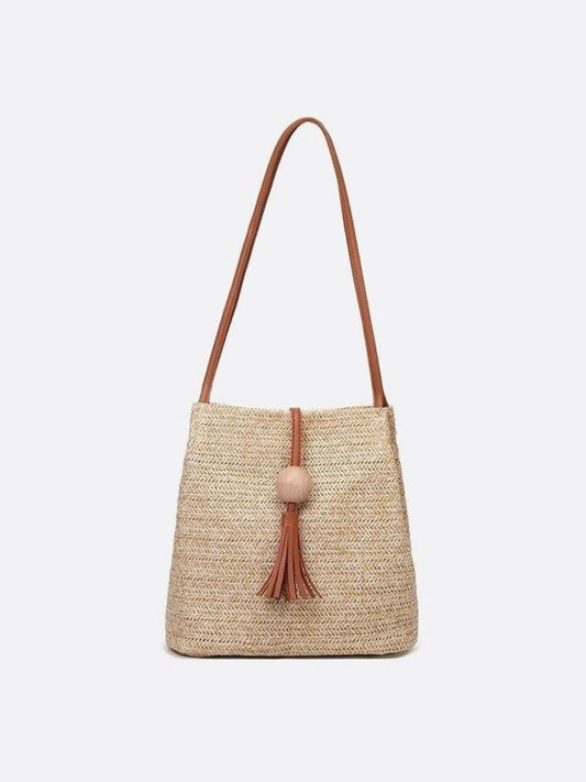 Straw and leather bag
