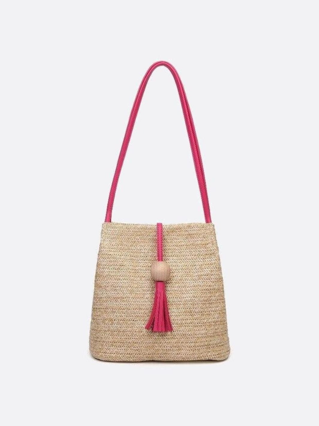 Straw and leather bag