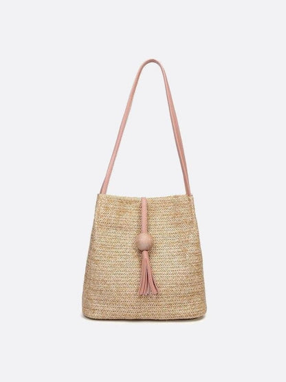 Straw and leather bag