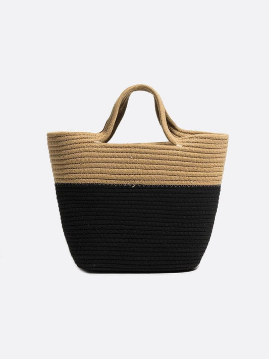 Black and beige basket bag