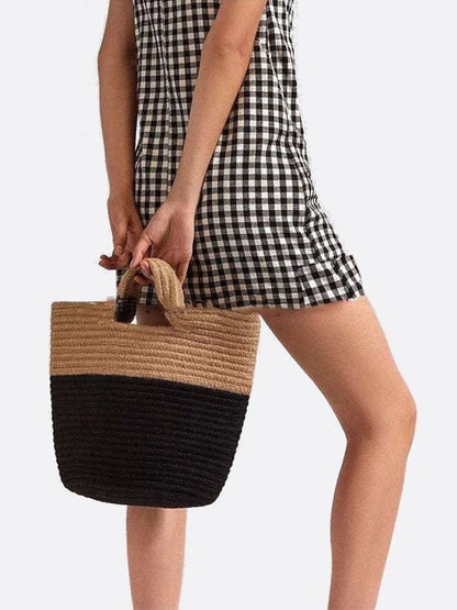 Black and beige basket bag