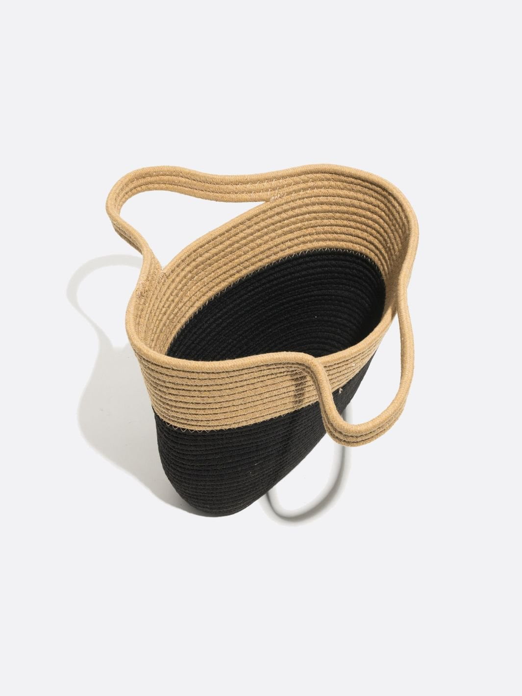 Black and beige basket bag