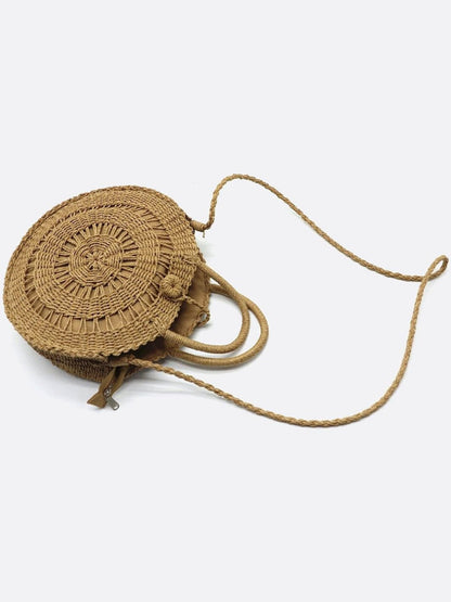 Summer Straw Round Crossbody Bag