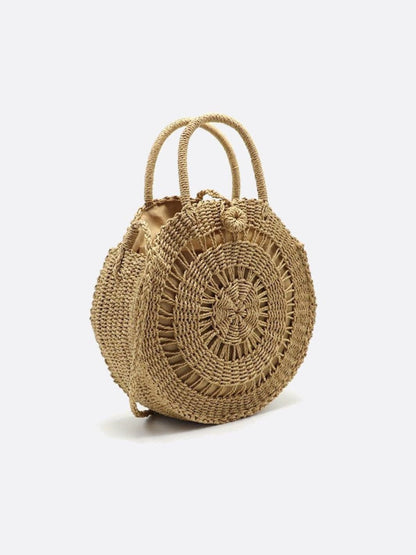 Summer Straw Round Crossbody Bag
