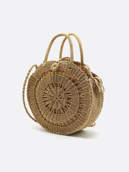 Summer Straw Round Crossbody Bag
