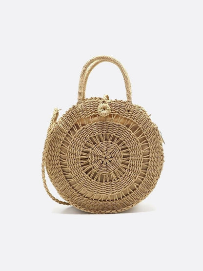 Summer Straw Round Crossbody Bag