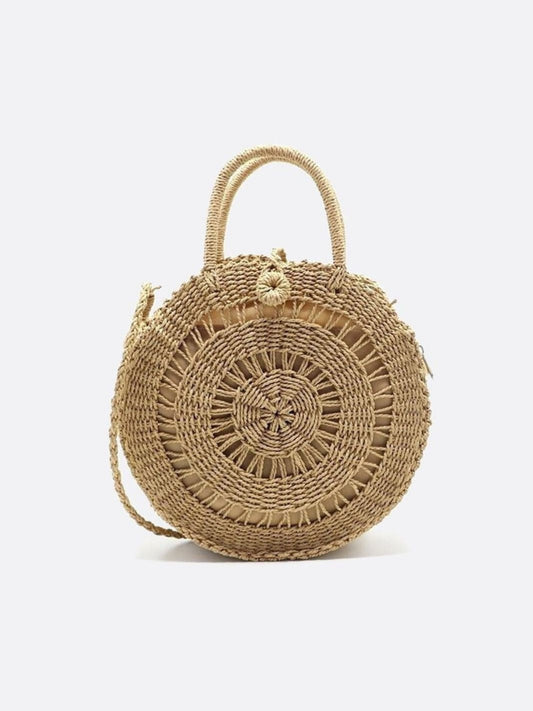 Summer Straw Round Crossbody Bag