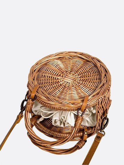 Bali Round Rattan Crossbody Bag