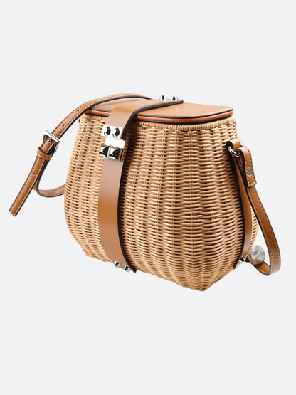 Rattan and leather bag