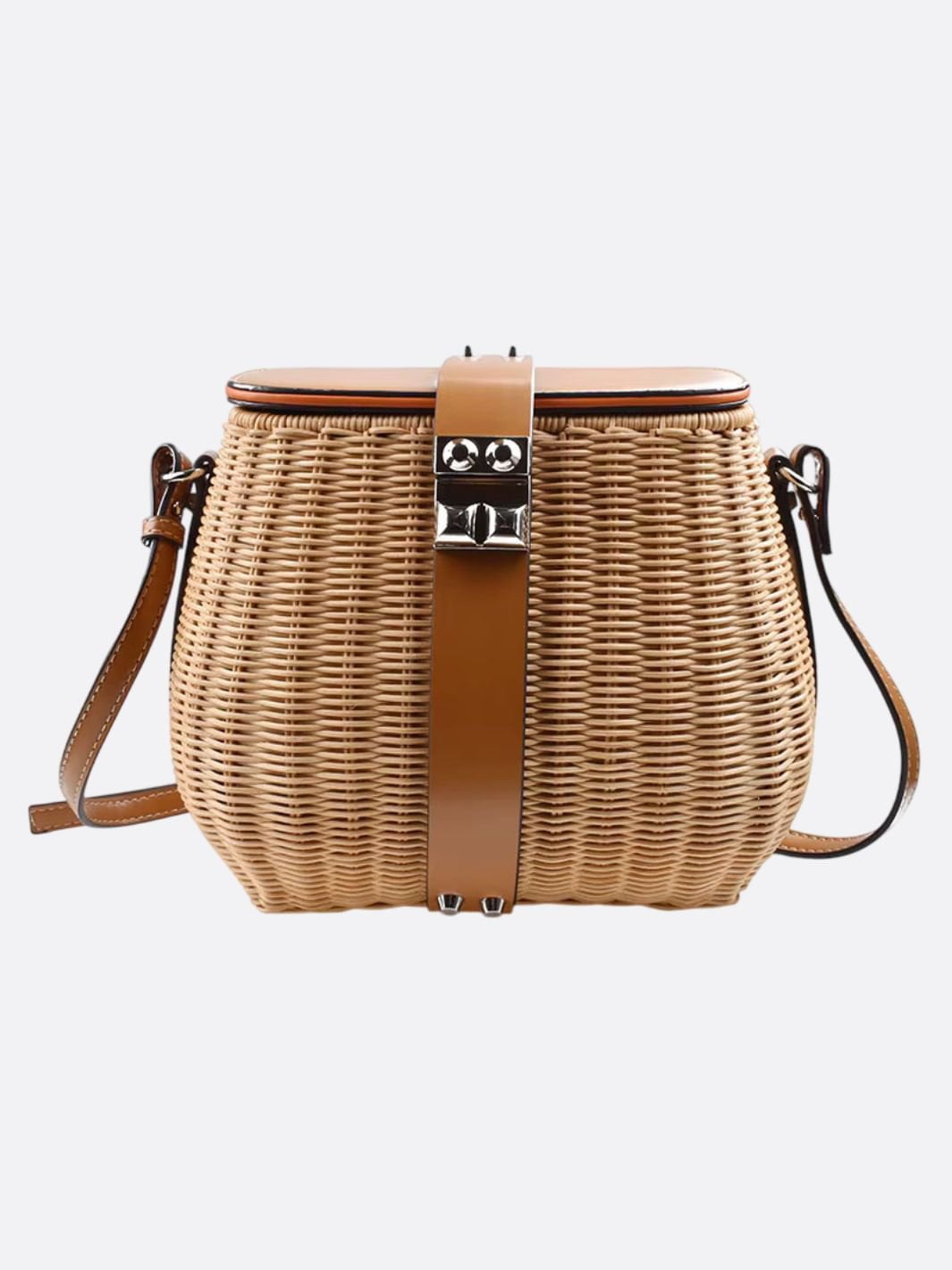Rattan and leather bag