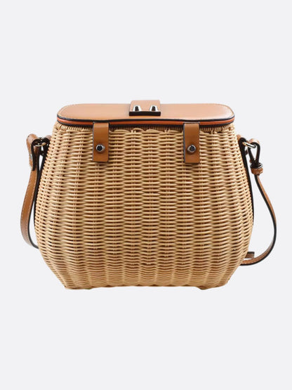 Rattan and leather bag
