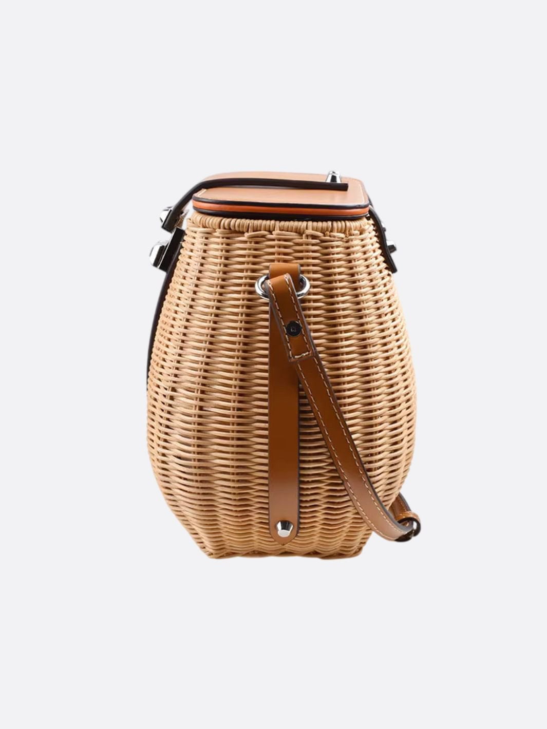 Rattan and leather bag