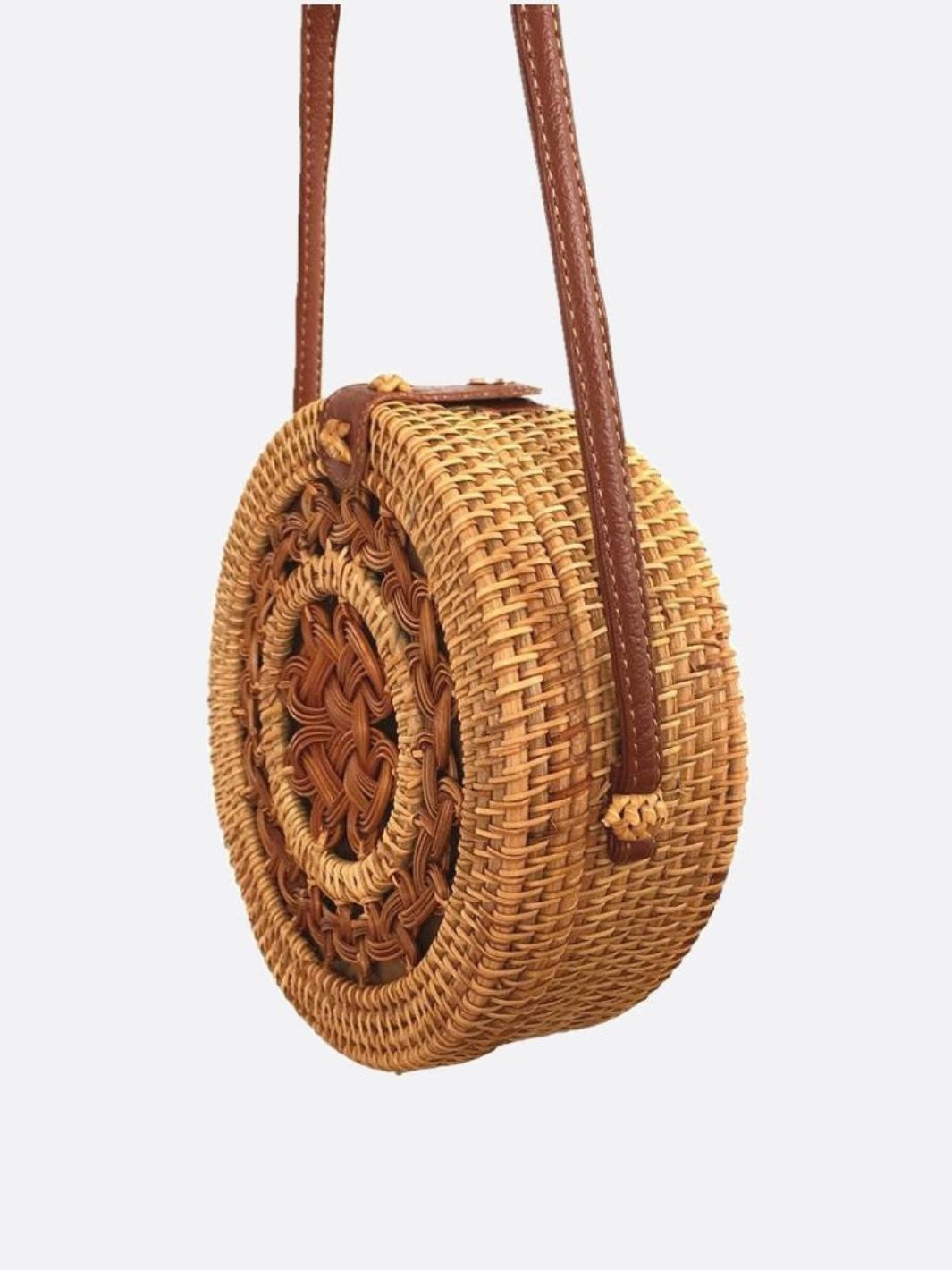 Round Woven Crossbody Straw Bag
