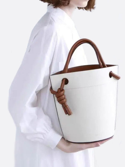 White Vegan Leather Bucket Bag